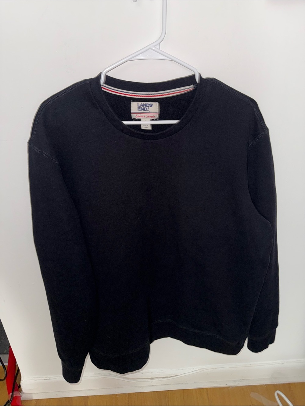 Lands' End Men's Black Crewneck Pullover Sweater